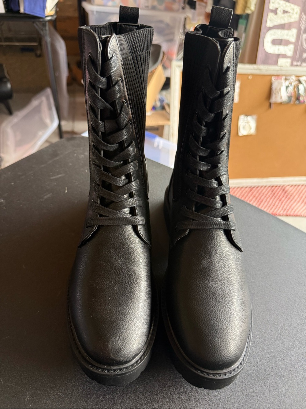 New French Connection Black Lace-Up Women's Combat Boots